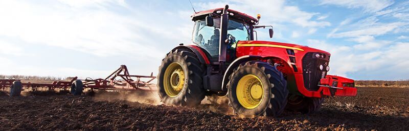 Tractor with Tiller Attachment